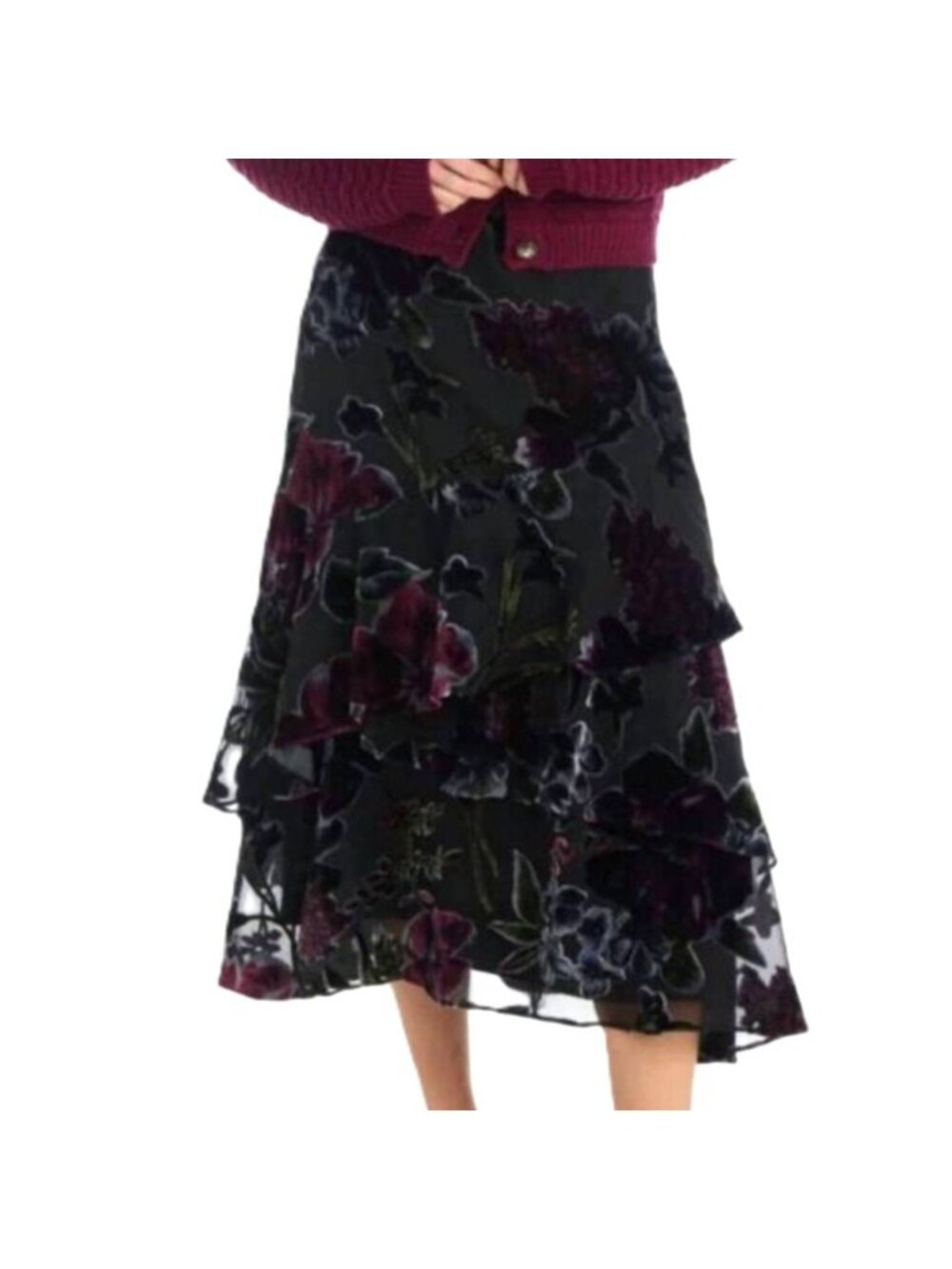 Allison New York Crawford Skirt Black Floral Size Medium New